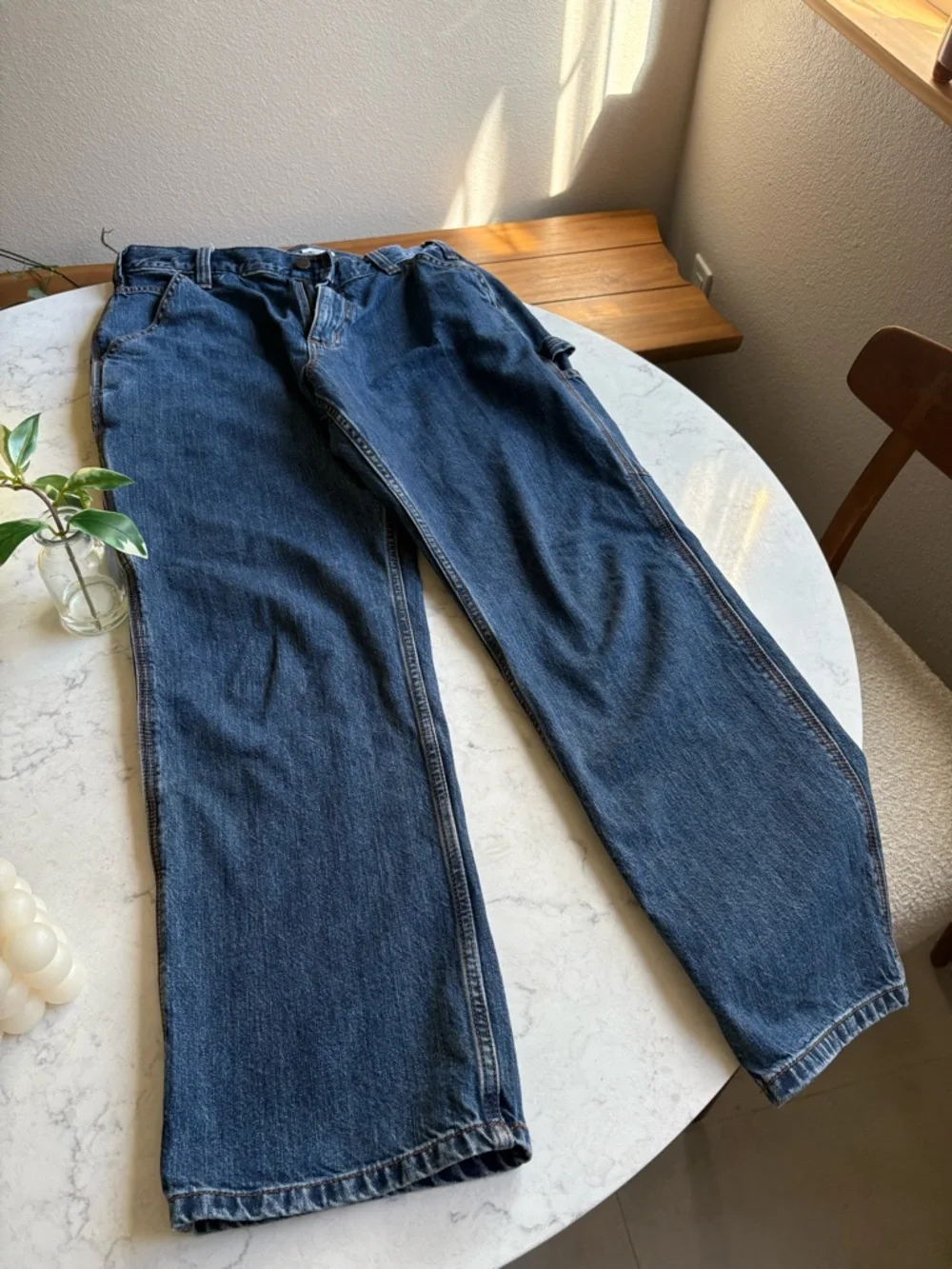 Carhartt Dark Blue Denim Carpenter Pants with Logo Patch 32x30